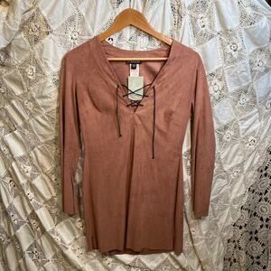 Vintage Bebe Tan Mini Boho Dress y2k Size L